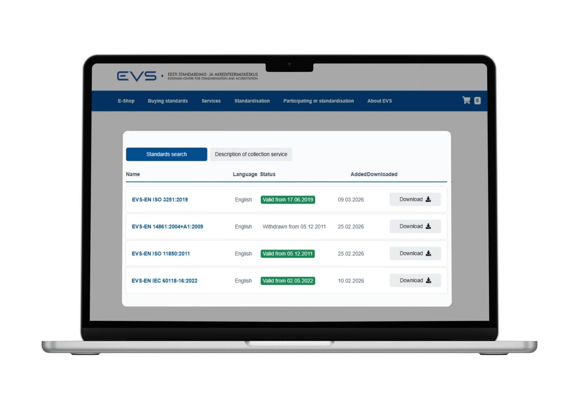 The service provides access to selected licences of European standards (EN, EN ISO, EN IEC).